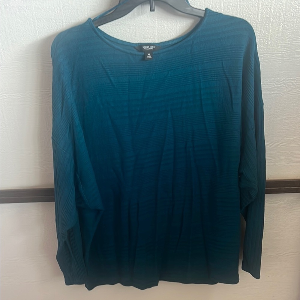 Simply Vera Vera Wang Blue Long Sleeve Blouse
